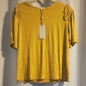 Golden Ruffle Sleeve Blouse